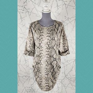 Wi & Co Beige Snakeskin Printed Cotton Blend Tunic Dress